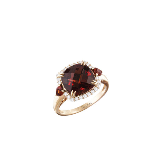 Forever Young Garnet Cushion Checkerboard Ring with Pear Shape Garnet and Diamonds