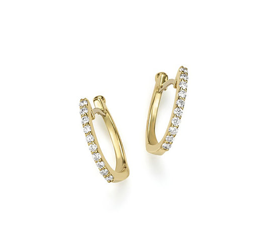 Huggie Hoop Earrings with Pave Diamonds