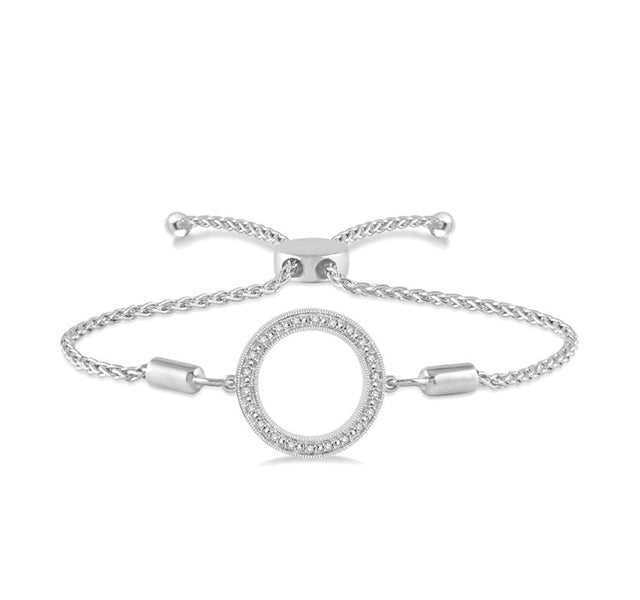 Diamond Circle Adjustable Bracelet in Sterling Silver