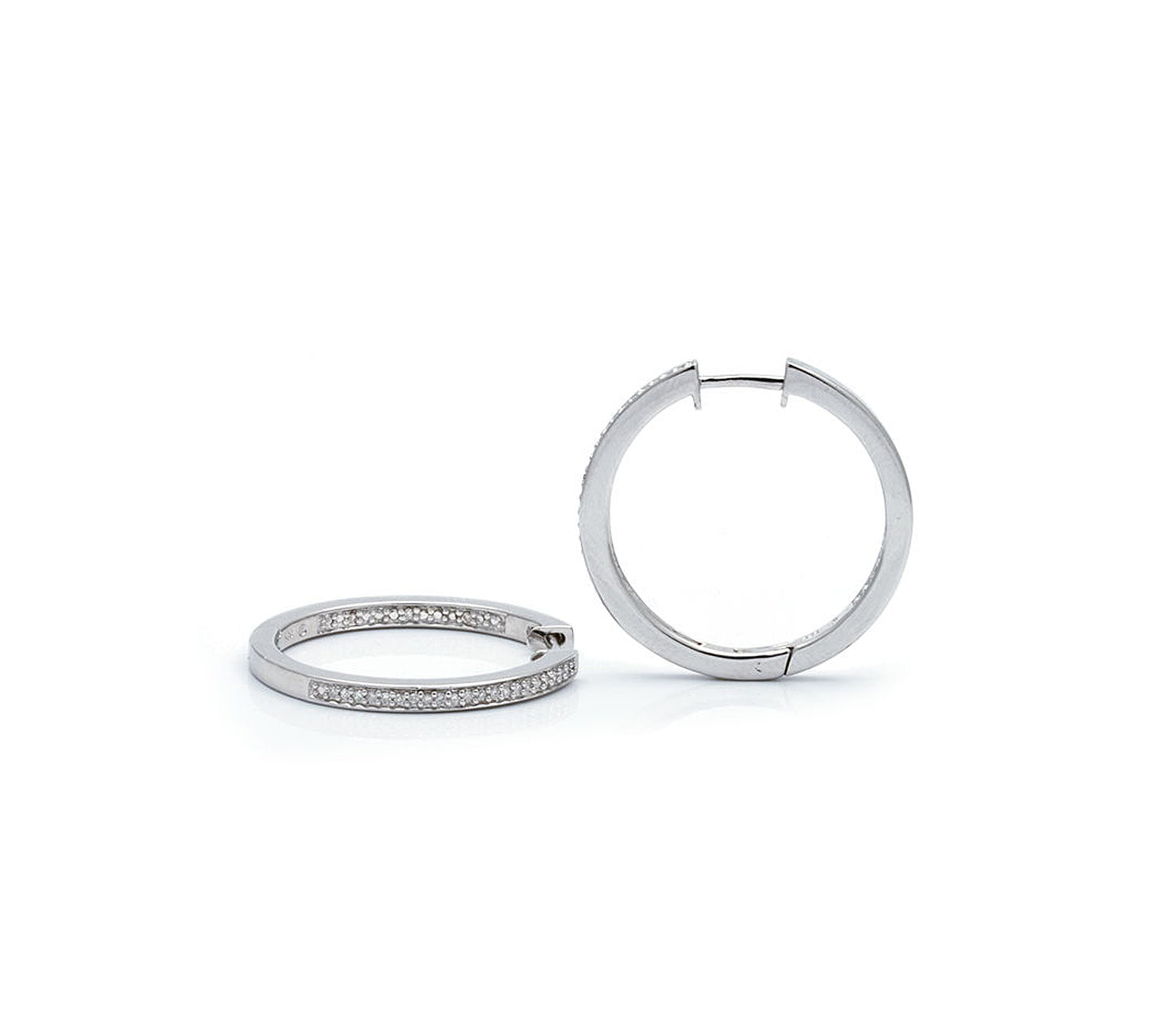 Silver Diamond Hoop Earrings