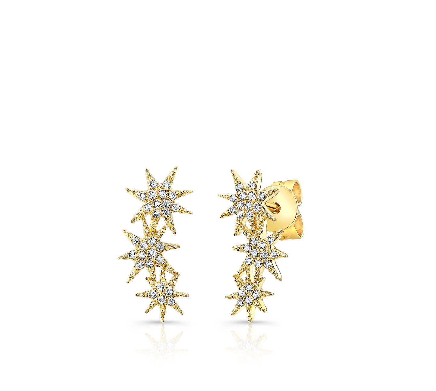 Starburst Diamond Earrings in Yellow Gold