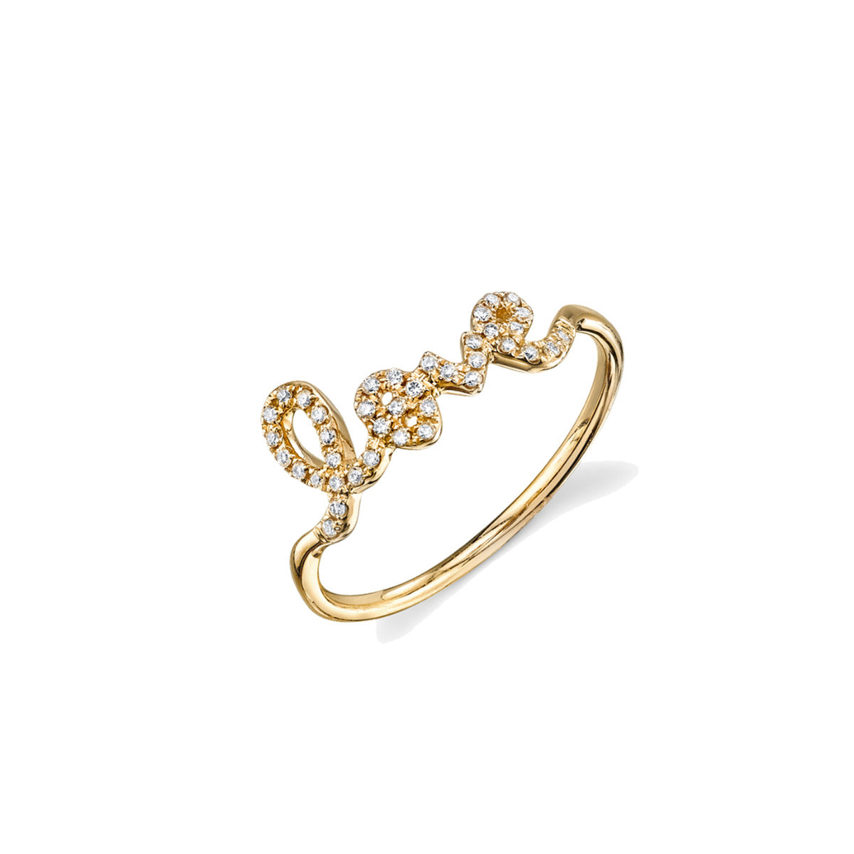 Pave Diamond "Love" Script Ring