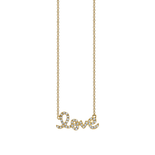 Pave Diamond "Love" Script Necklace