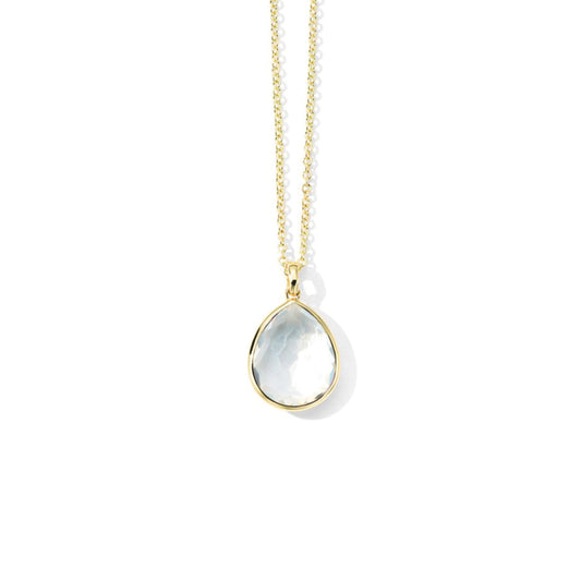 Mother of Pearl and Clear Quartz Teardrop Necklace