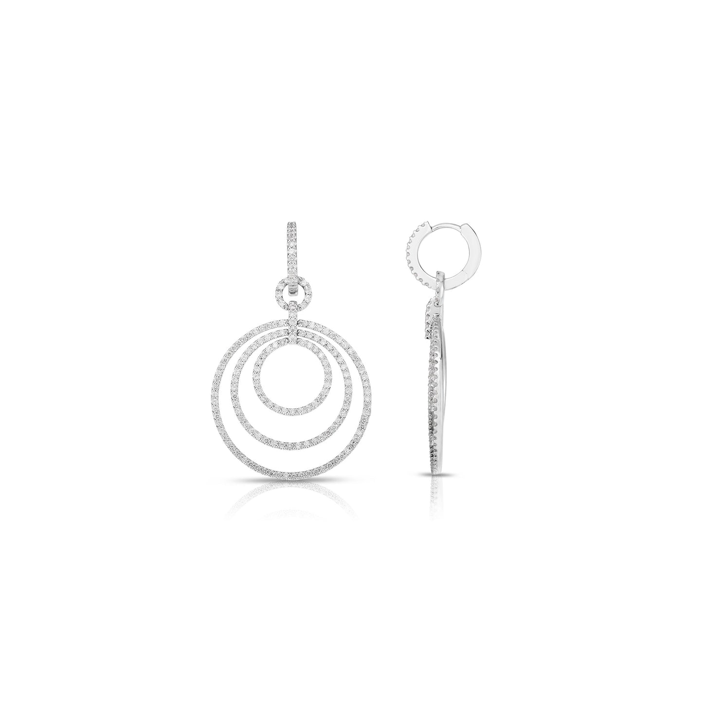 Long 3-Loop Diamond Hoop Earrings