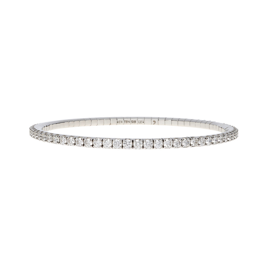 Spring Stretch Tennis Bracelet in White Gold