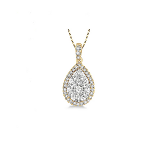 Diamond Cluster Necklace In Yellow Gold