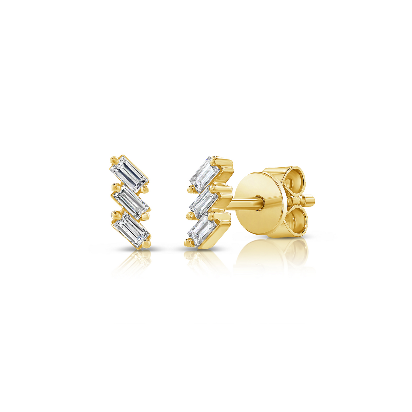 Baguette Stud Earrings in Yellow Gold