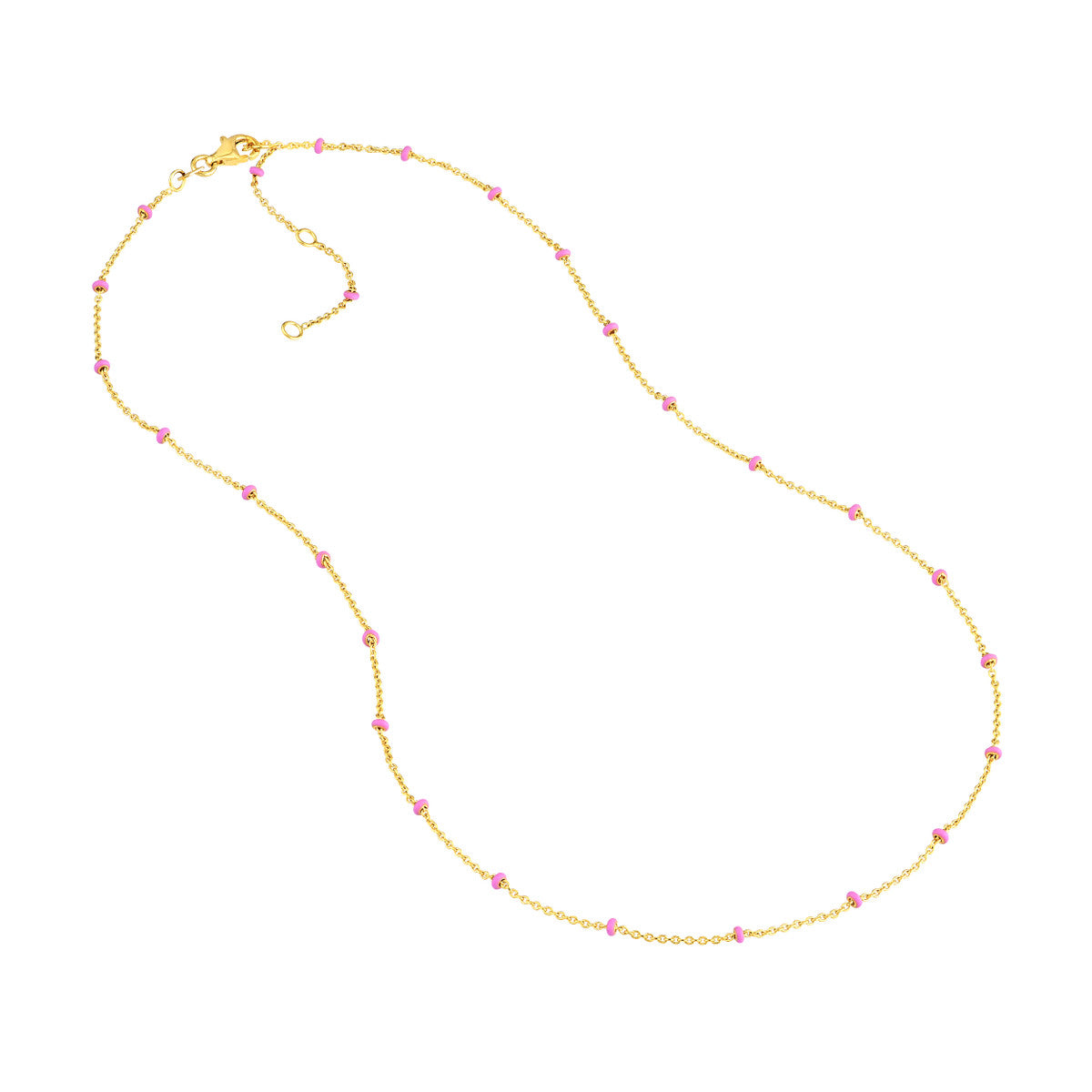 Pink Enamel Saturn Bead Station Necklace