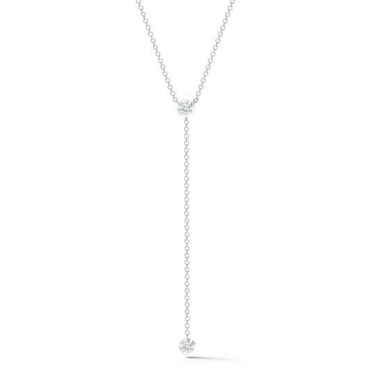 "Y" Necklace with Two Drilled Diamonds