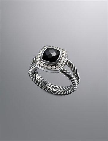 Petite Albion® Ring with Black Onyx and Diamonds