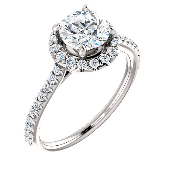 Round Halo Setting with Diamonds in Shank