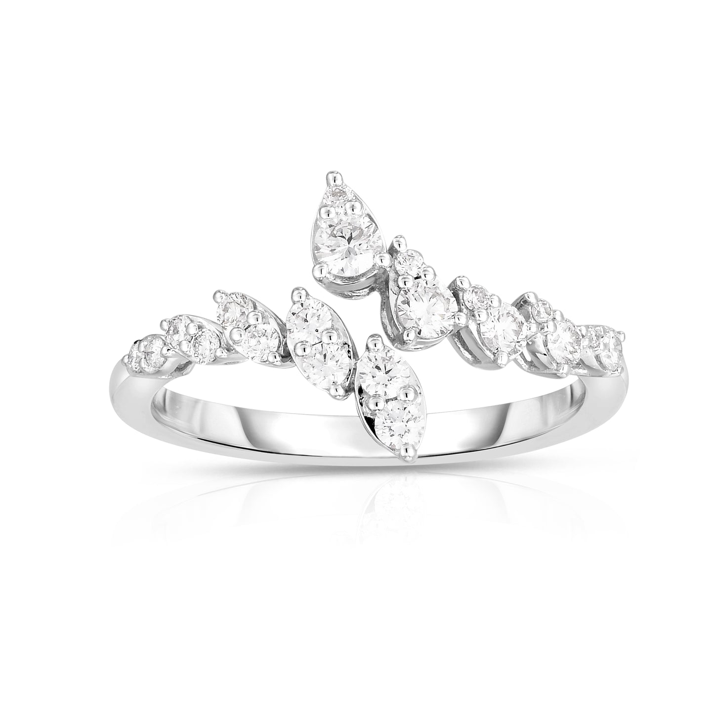 Bypass Cuff Ring with Marquise & Pear Shaped Diamonds